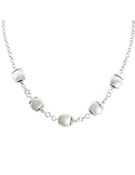 Sterling Silver cultured 11-12mm coin pearl necklace with 2" extensions, 16"