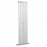 Satin Chrome 6 Bar Vertical Designer Radiator 1500mm x 354mm