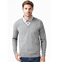 XXXL Cotton Rich Striped Mock Shirt Jumper