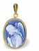 14K Yellow Gold Guardian Angel Oval Agate Cameo Pendant - 3/4