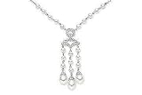 1/10 Carat Diamond and Cultured Freshwater Pearl 14K White Gold Chandelier Necklace