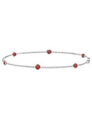 Bezel set padparadscha station bracelet by the yard 7 inch in 14k white gold 0.60 carat total we