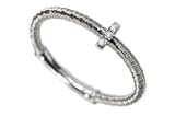 18K White Gold Hand-Woven Mesh Ring, Enhanced with a Pave-Set Diamond Roundel.