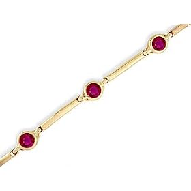 14K Yellow Gold Genuine Round Ruby Bracelet by Jewels For Me