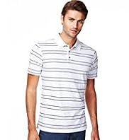 Pure Cotton Short Sleeve Striped Polo Shirt