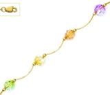14k 6 mm Round Cream Peach Purple and Green Crystal Necklace - Choice 16-inch