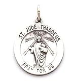 Sterling Silver St. Jude Medal 3/4" Diameter (19 mm).It comes with an 18" Necklaces