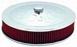 Air Cleaner Assembly Flame 14x3 in. w/Cotton Fiber Element Chrome For Carbs w/5 1/8 in. Necks