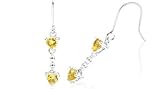 Heart Cut Citrine Dangling Earrings Sterling Silver