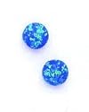 14k Yellow 7 mm Round Dark Blue Opal Earrings - USPS Priority Mail by Dec 24th