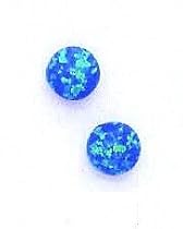 14k Yellow 7 mm Round Dark Blue Opal Earrings