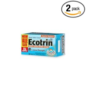 Ecotrin Safety Coated Aspirin Tablets, Low Strength, 81 mg, 365-Count Bottles (Pack of 2)
