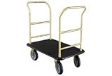 Bellman Hotel Truck 40x25 Satin Brass 2 Handle, Black Carpet, Rubber Wheels