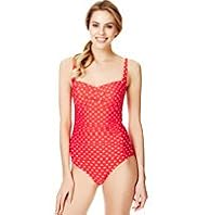 Tummy Control Ruched Spotted Swimsuit