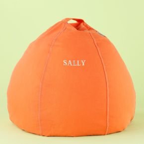 Kids Bean Bags & Floor Cushions: Kids Orange Cotton Beanbag Chair, Orange Personalized Beanbag Chair includes Cover and Insert