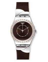 Swatch Irony Botanicus Flower Brown Dial Leather Ladies Watch YLS171