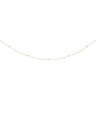 14K Yellow Gold 16" 4-4.5mm White Pearl With Cable Link Chain Tin Cup Necklace With Spring Rinh Clasp