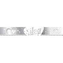 SILVER AND WHITE 25TH WEDDING SILVER ANNIVERSARY BANNER - 9FT (REPEATS 3 TIMES)