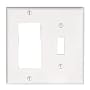 Leviton 005-80405-00W 2-Gang Wallplate, Decora/Toggle, White