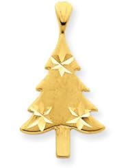 14k Gold Diamond-cut Christmas Tree Charm