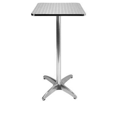 ILINEO - Table Haute Carrée - Mange-Debout Extérieur Terrasse Jardin en Aluminium - 60x60 cm