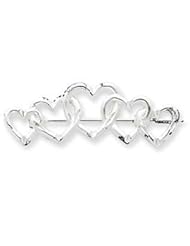 Sterling Silver Satin Finish Diamond Cut Five Heart Pin