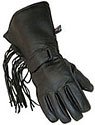 Leather Gloves - Men's Motorcycle Leather Gloves with Fringes & Lined GL2070