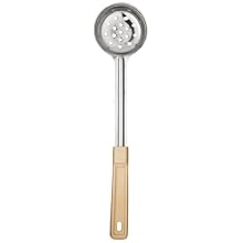 Carlisle 604371 Stainless Steel 3 Oz. Measure Miser Perforated Spoon with Beige Handle (Case of 12)