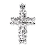 Sterling Silver CZ (Cubic Zirconia) Crucifix Pendant with 20 Inch Sterling Silver Chain