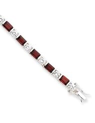 Sterling Silver Garnet & CZ Bracelet