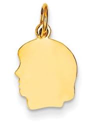 Genuine IceCarats Designer Jewelry Gift 14K Plain Small .018 Gauge Facing Left Engravable Girl Head Charm
