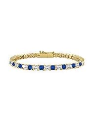 Sapphire and Diamond Tennis Bracelet : 14K Yellow Gold â€" 5.00 CT TGW