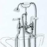 Lefroy Brooks Classic White Lever Bath Shower Mixer w/ Standpipe Sleeves , Adj Baseplate for Rim Mou