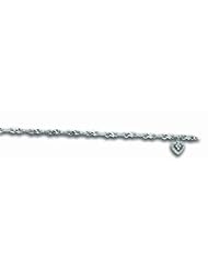 10K Gold 0.1cttw Unique Heart Clasp Alternating Round Diamond Bracelet