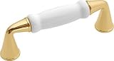 Belwith Keeler Polished Delights Collection 3 Pull Polished Brass With White Insert