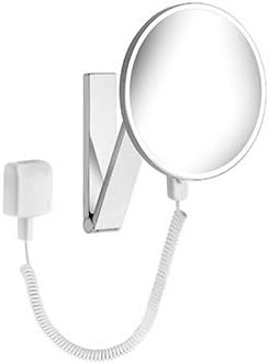 iLook_Move Wall Vanity Mirror with Swivel Arm LED Lighting 5X Magnification Plug Transformer 20x20cm Round Chrome
