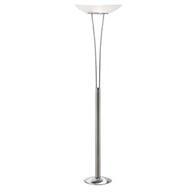 Dainolite DM217F-SC Floor Lamp with White Frosted Glass Shade, Satin Chrome