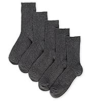 5 Pairs of Freshfeet™ Cotton Rich Ribbed School Socks