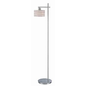 Floor Lamp with Black Line Glass Shade in Chrome Finish