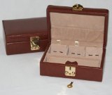 Mens Locking Jewelry Box in Brown Genuine Leather