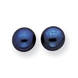 Sterling Silver Black Cultured Pearl Button Earrings