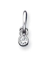 Sterling Silver CZ Dangle Hoop Earrings QE179"