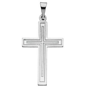 14K White Gold Cross Pendant