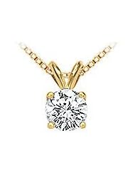 14K Yellow Gold : Round Diamond Solitaire Pendant - 1.00 CT. TW.