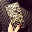 iPhone 6 Plus / iPhone 6s Plus Case, Moonmini® Baroque Retro Court Lace Pattern Texture Hard Plastic Clear Case for Apple iPhone 6 Plus/ Apple iPhone 6s Plus 5.5 Inch (Black Flower)