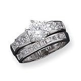 Sterling Silver CZ (Cubic Zirconia) 2 Piece Wedding Set Ring