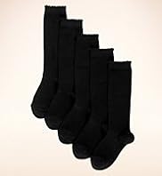5 Pairs of Cotton Rich Picot Trim Knee High School Socks