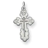 Sterling Silver Eastern Orthodox Cross with 20 Inch Sterling Silver Chain
