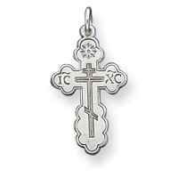 Sterling Silver Eastern Orthodox Cross with 20 Inch Chain