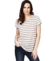 Scoop Neck Blended Striped T-Shirt